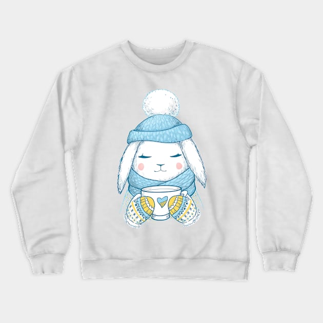 Winter Rabbit Crewneck Sweatshirt by Olya Yatsenko